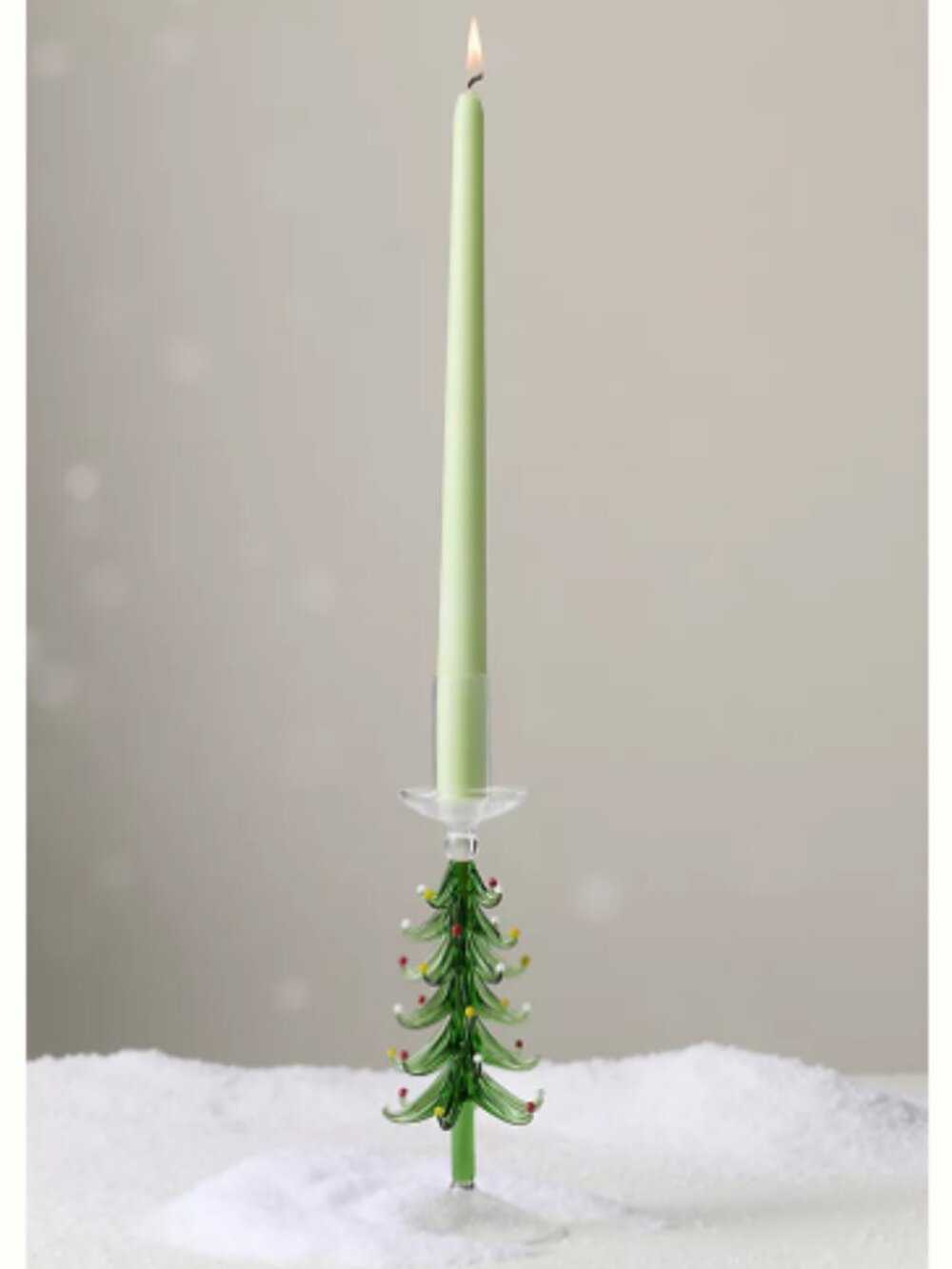 Anthropologie Yuletide Large Green Holiday Christmas Tree Glass Candleholder NEW - Picture 2 of 6